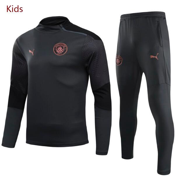 Kids Manchester City Dark Grey Training Suits Sweatshirt with Pants 2020/21